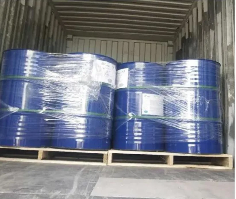 Blue PU Binder drums secured on pallets