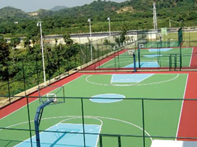 Outdoor sports courts using a Silicon PU surface application