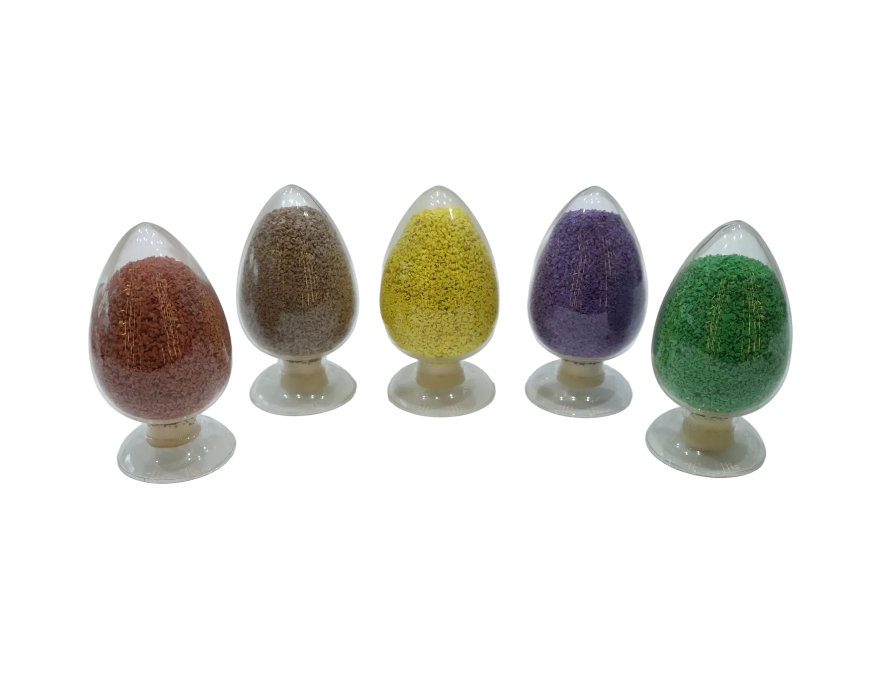 Physical coloured EPDM rubber granule samples