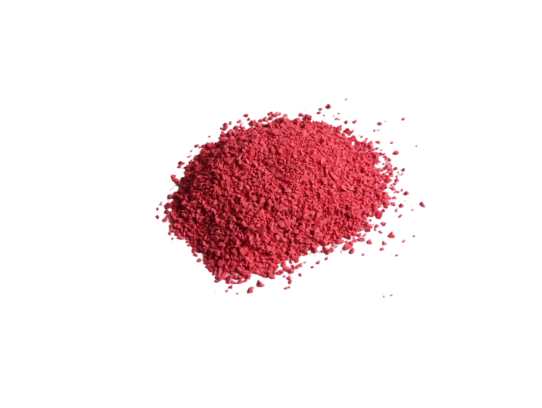 Close view of red EPDM rubber granules